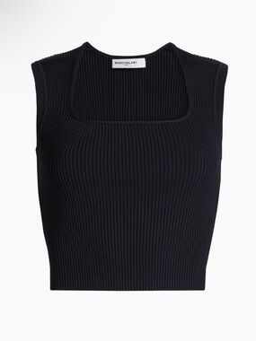 NONCHALANT LABEL Ellie Ribbed-Knit Square Neck Crop Top Sz M